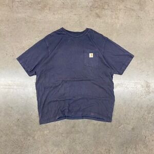 Carhartt Navy Pocket T-Shirt Y2K Workwear Loose Fit XL Men's